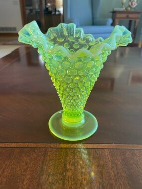 Fenton topaz hobnail Trumpet Vase